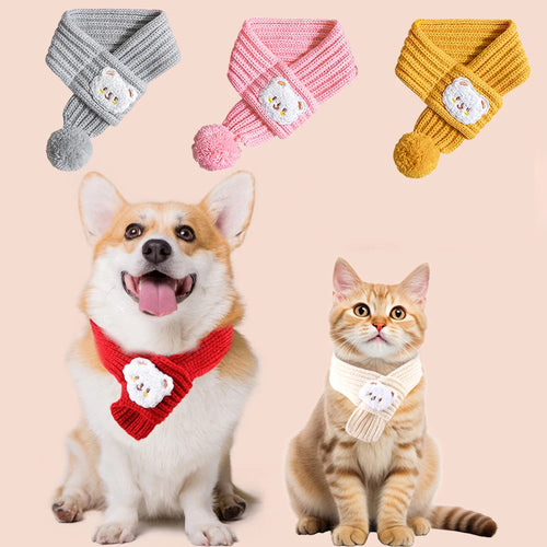 Winter Warm Puppy Dog Cat Scarf Christmas Cute Pet Accessories for Small Medium Dogs Poodle Yorkshire Scarves Mascotas Products