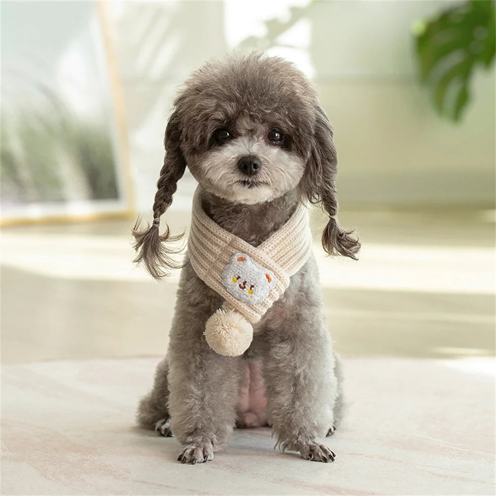 Winter Warm Puppy Dog Cat Scarf Christmas Cute Pet Accessories for Small Medium Dogs Poodle Yorkshire Scarves Mascotas Products