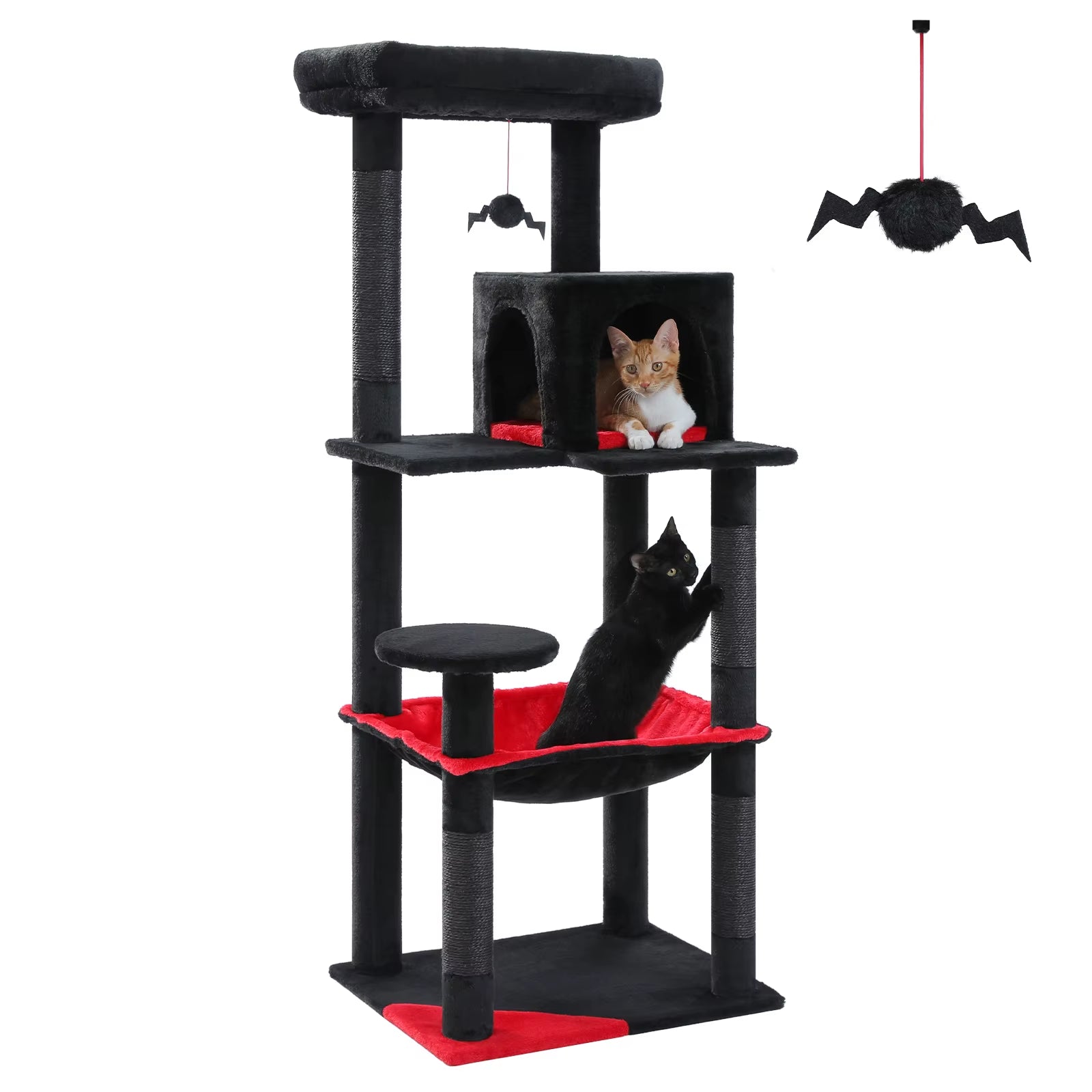 Cat Tree for Indoor Cats 5-Level Cat Tower for Large Cats with Large Hammock Sisal Covered Scratching Posts Cozy Condo Top Perch