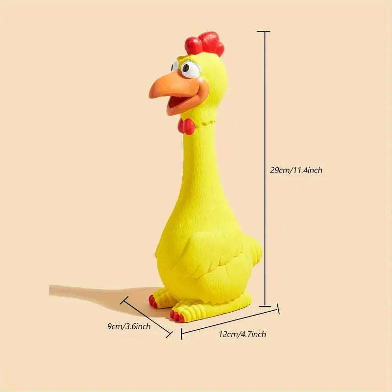 Durable Natural Rubber Latex Squeaking Chicken Duck Dog Chew Toy with Sound Device for Teeth Grinding Interactive Fun for Large