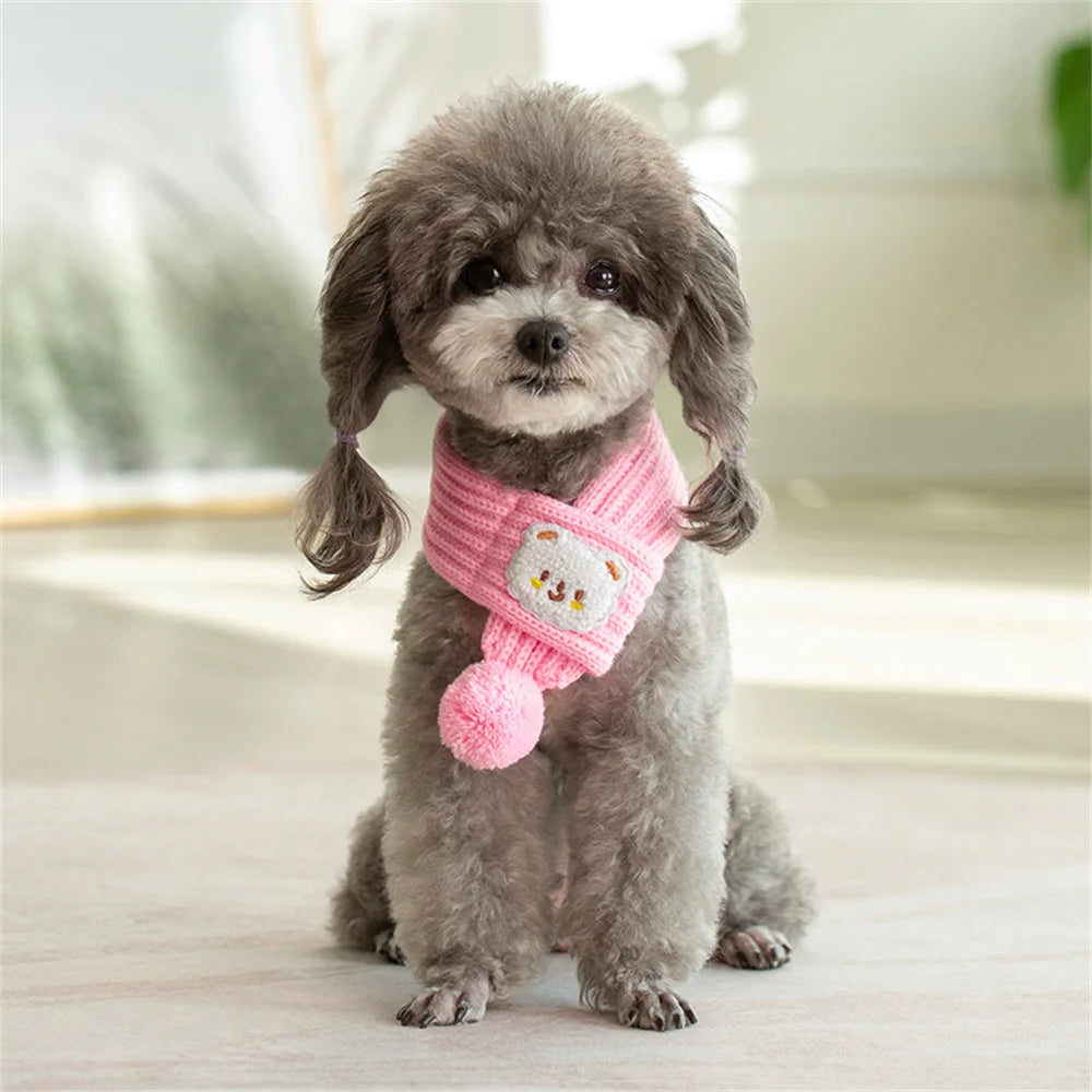 Winter Warm Puppy Dog Cat Scarf Christmas Cute Pet Accessories for Small Medium Dogs Poodle Yorkshire Scarves Mascotas Products
