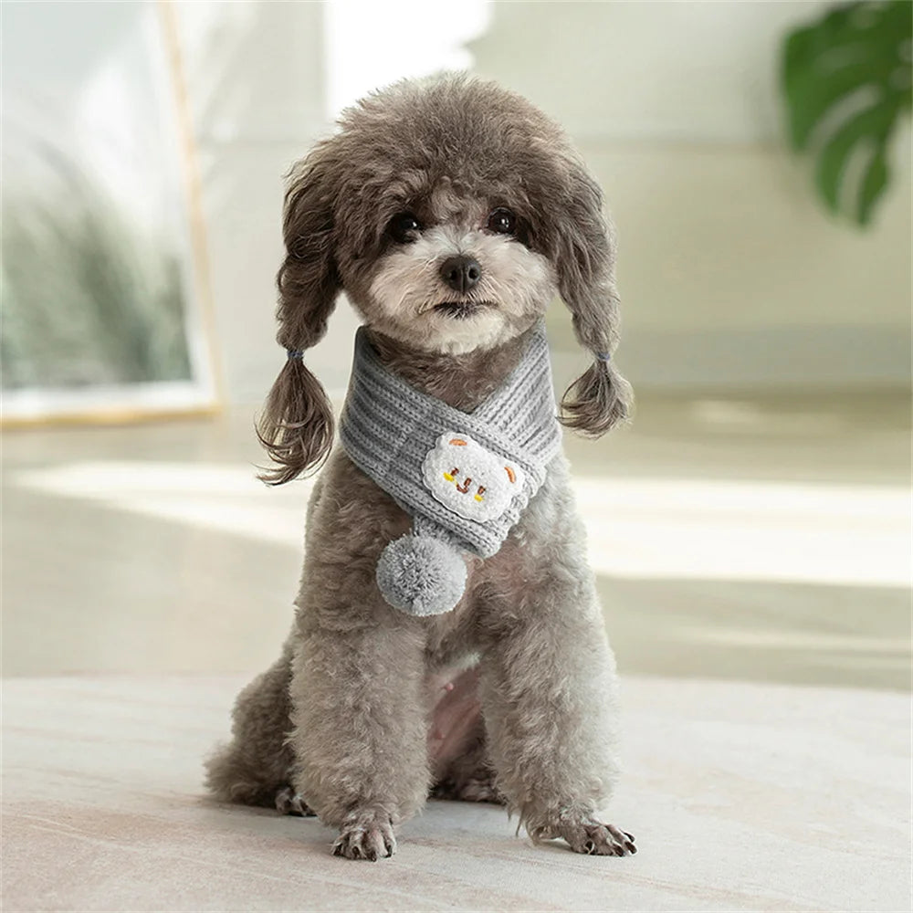 Winter Warm Puppy Dog Cat Scarf Christmas Cute Pet Accessories for Small Medium Dogs Poodle Yorkshire Scarves Mascotas Products