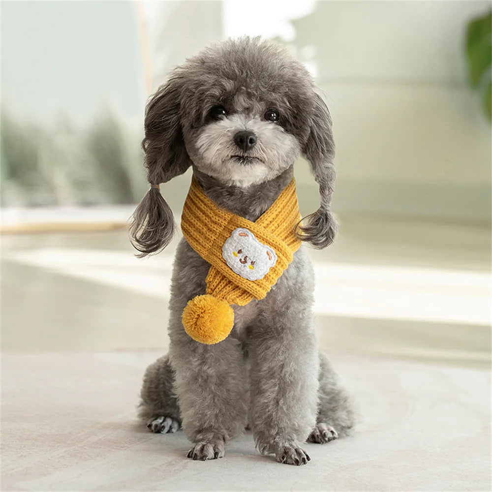Winter Warm Puppy Dog Cat Scarf Christmas Cute Pet Accessories for Small Medium Dogs Poodle Yorkshire Scarves Mascotas Products