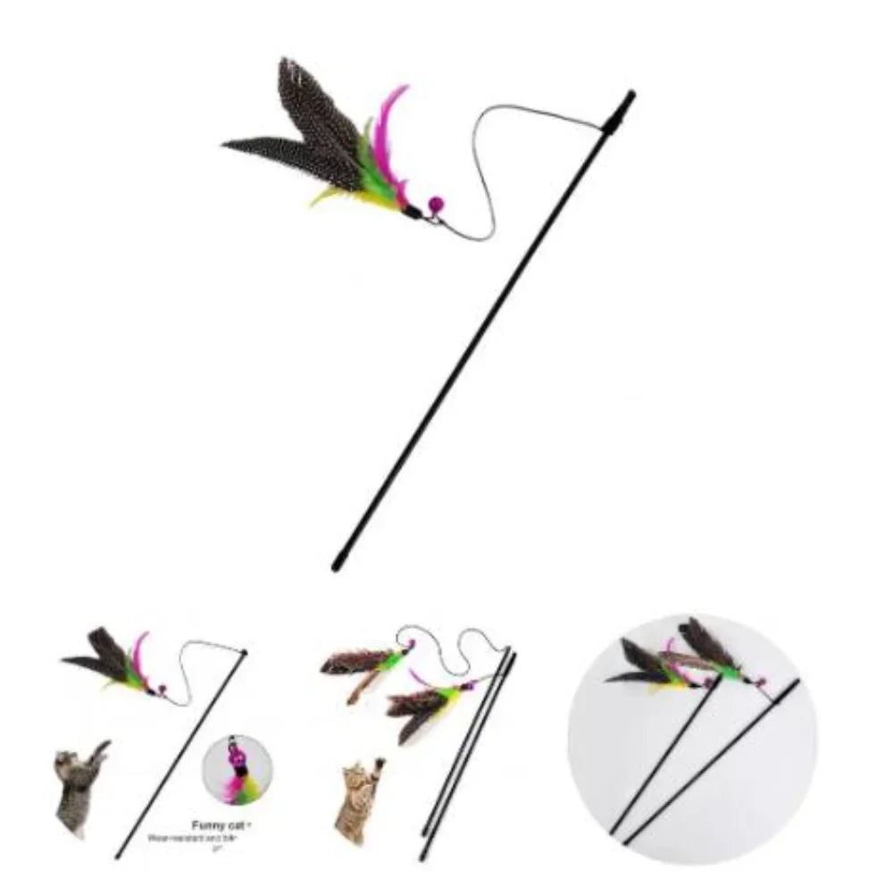 Cats Toys Feathers Wand Interactive Toy Kitten Toy Rod with Bell Feather Replacements Cat Accesorios Gatos Mascotas 고양이 장난감