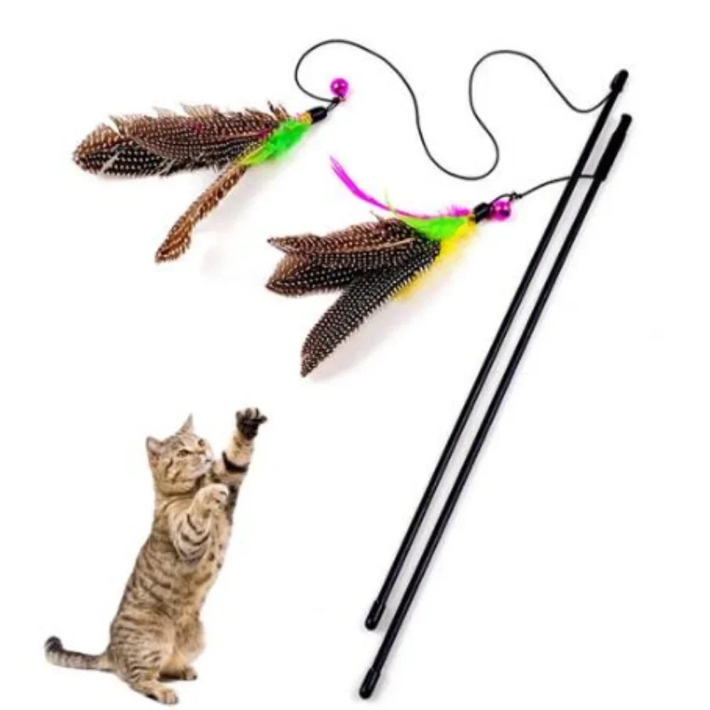 Cats Toys Feathers Wand Interactive Toy Kitten Toy Rod with Bell Feather Replacements Cat Accesorios Gatos Mascotas 고양이 장난감