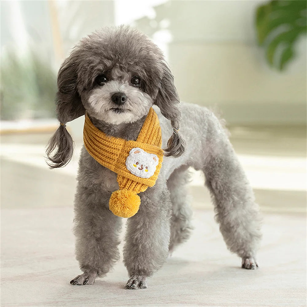 Winter Warm Puppy Dog Cat Scarf Christmas Cute Pet Accessories for Small Medium Dogs Poodle Yorkshire Scarves Mascotas Products