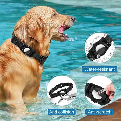 🐶📍 **Collar Impermeable para Perros con Soporte para AirTag – Reflectante y Ajustable**