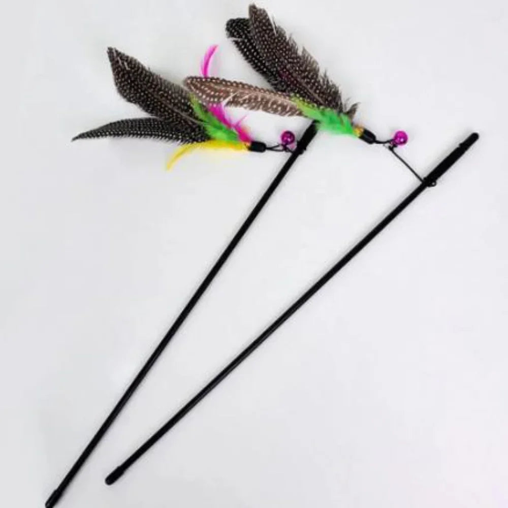 Cats Toys Feathers Wand Interactive Toy Kitten Toy Rod with Bell Feather Replacements Cat Accesorios Gatos Mascotas 고양이 장난감