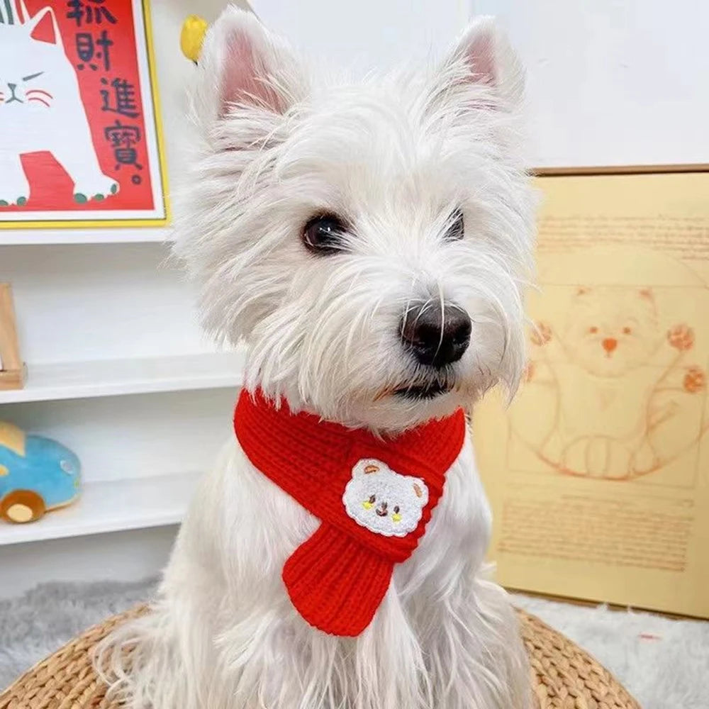Winter Warm Puppy Dog Cat Scarf Christmas Cute Pet Accessories for Small Medium Dogs Poodle Yorkshire Scarves Mascotas Products