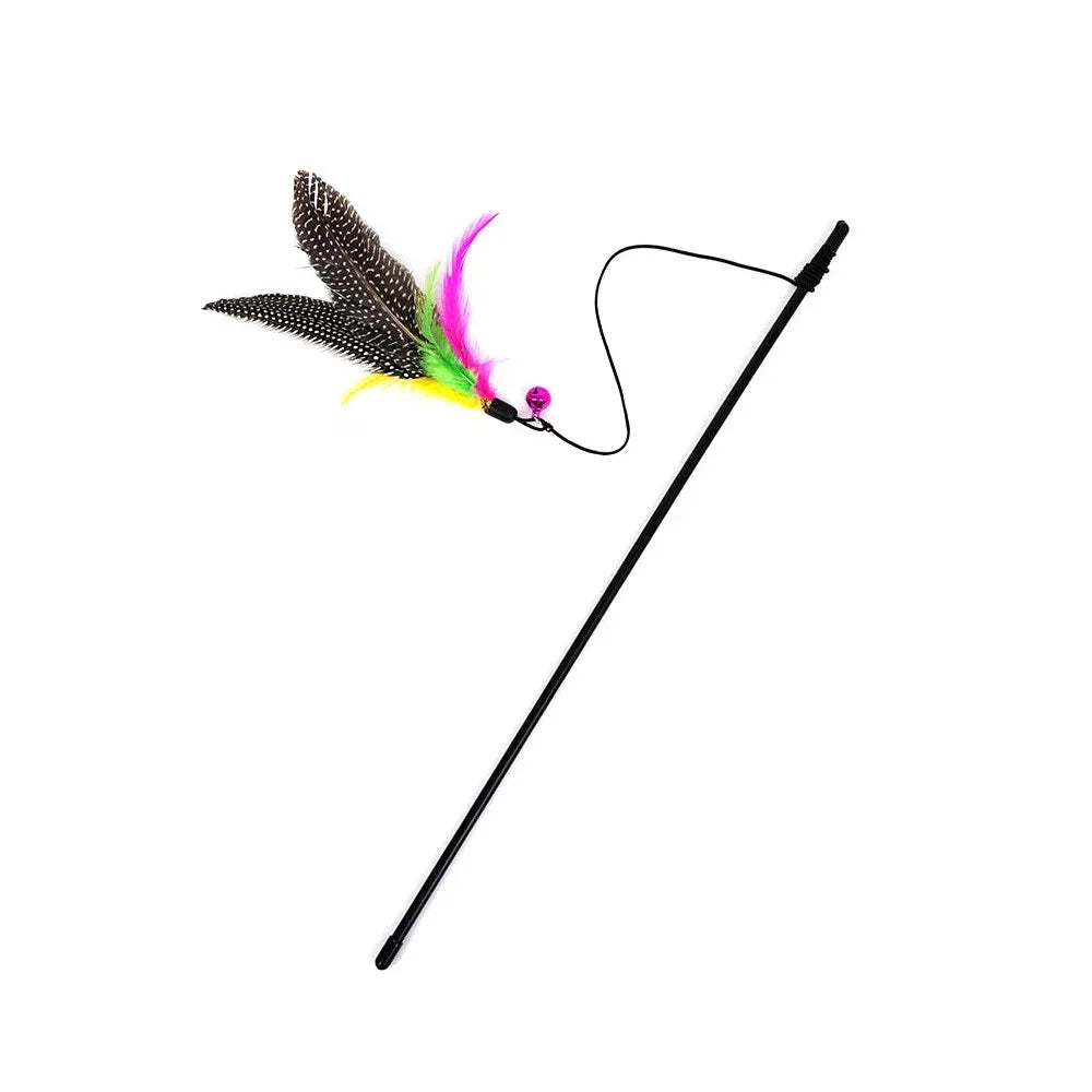 Cats Toys Feathers Wand Interactive Toy Kitten Toy Rod with Bell Feather Replacements Cat Accesorios Gatos Mascotas 고양이 장난감