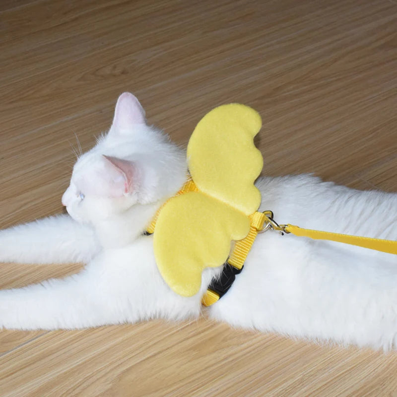 Angel Wings Pet Harness and Leash Set for Cats Puppy Rabbit Cute Cat Harnesses Kitten Accessories Artículos Para Mascotas Lead