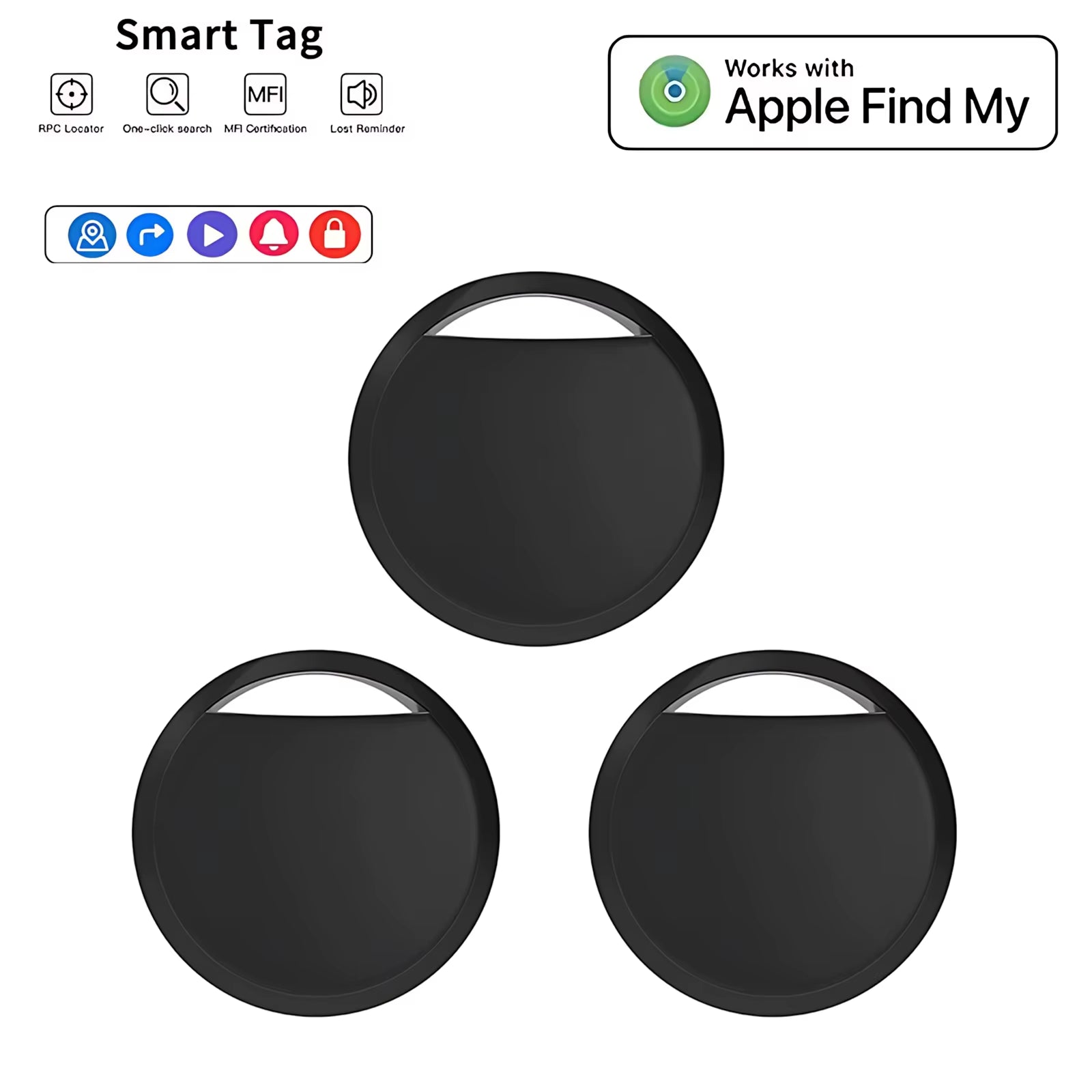 Smart Bluetooth Mini GPS Tracker Work with Find My APP Itag anti Lost Reminder Device MFI Rated Locator Car Key Pet Kids Finder