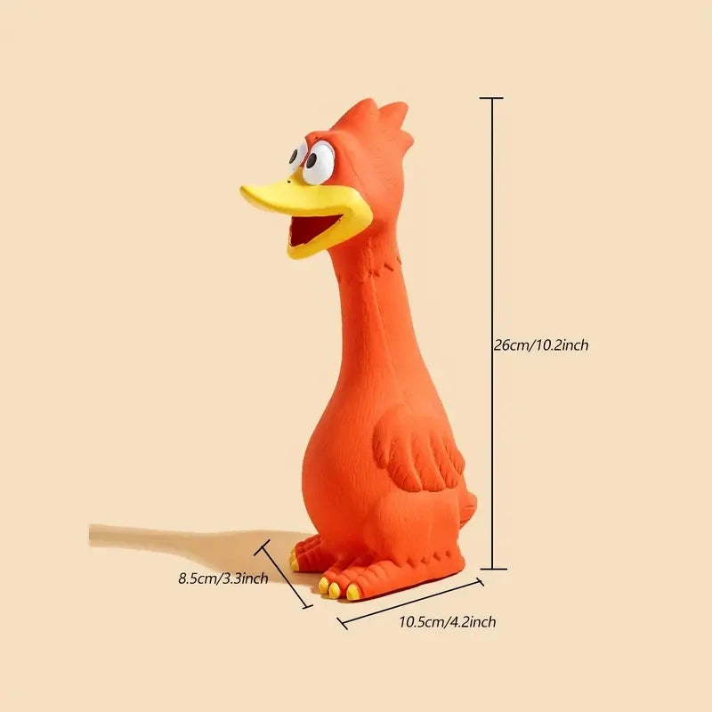 Durable Natural Rubber Latex Squeaking Chicken Duck Dog Chew Toy with Sound Device for Teeth Grinding Interactive Fun for Large
