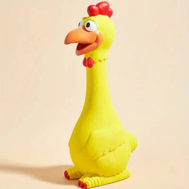 Durable Natural Rubber Latex Squeaking Chicken Duck Dog Chew Toy with Sound Device for Teeth Grinding Interactive Fun for Large