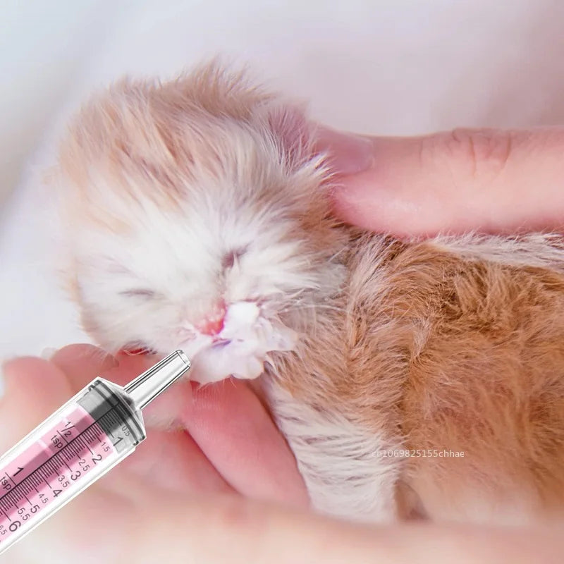 5/10ML Pet Disposable Feeders Small Animal Syringe Feeders Specification Plastic Syringe for Dog Cat, Liquid Dispensing 1Pc