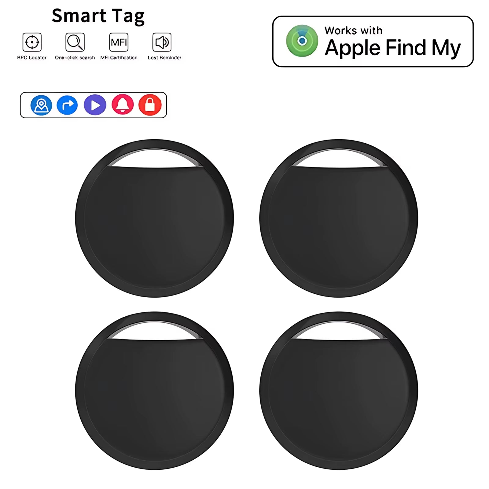 Smart Bluetooth Mini GPS Tracker Work with Find My APP Itag anti Lost Reminder Device MFI Rated Locator Car Key Pet Kids Finder