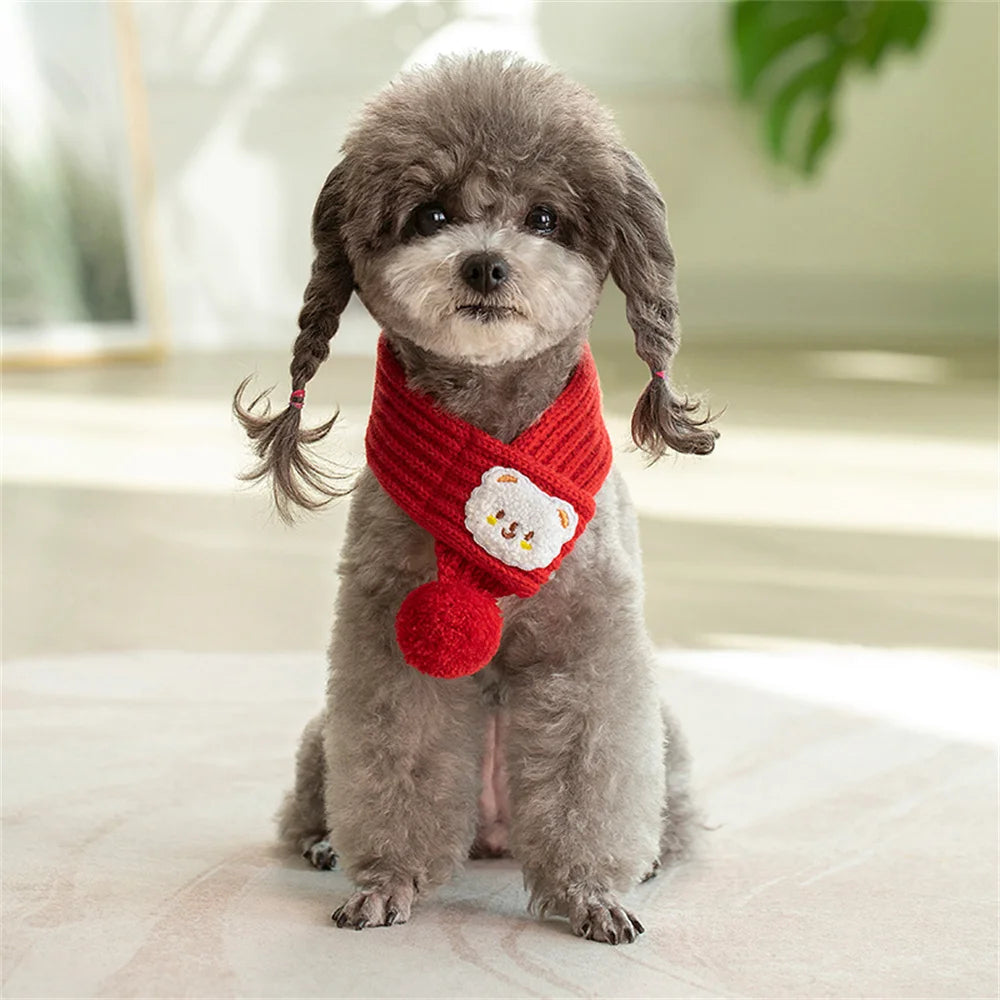 Winter Warm Puppy Dog Cat Scarf Christmas Cute Pet Accessories for Small Medium Dogs Poodle Yorkshire Scarves Mascotas Products